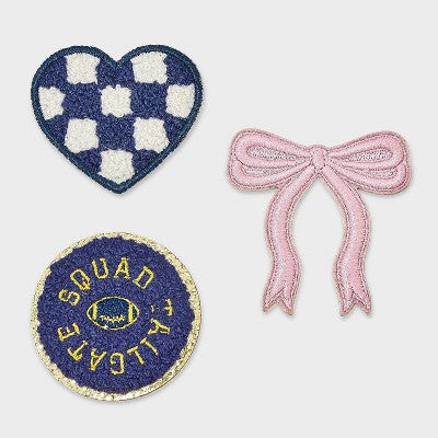 Tailgate and Bow Game Day Patch Set 3pc - Universal Thread Blue/Pink