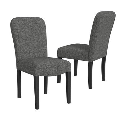 Set of 2 Rounded Back Upholstered Dining Chairs Black - HomePop (LOCAL PICKUP ONLY)