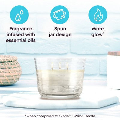 Glade 3 Wick Glass Dewdrop Petals Jar Candle - 6.8oz