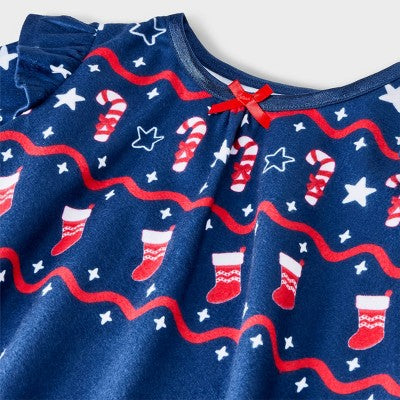 Toddler Girls' Bluey Holiday Dorm NightGown - Navy 3T