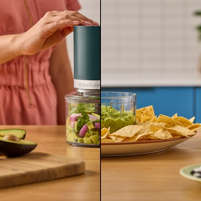 KitchenAid 3.5 Cups 60W Go Cordless Top Down Food Chopper with Battery Included Shaded Palm: Plastic, 1 Speed, Green