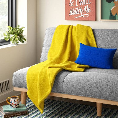 Solid Colored Plush Throw Blanket Vibrant Yellow - Room Essentials