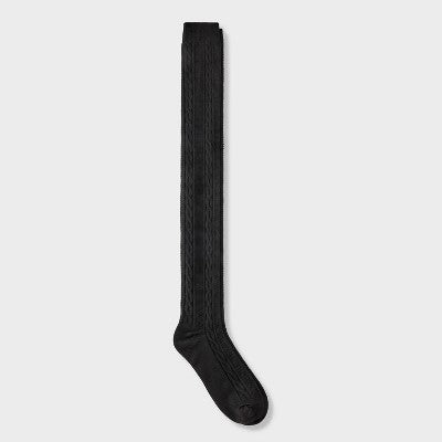 Women's Cable Super Soft Over the Knee Boot Socks - Auden Black 4-10