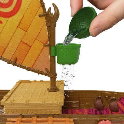 Disney Moana Floating Ocean Voyager Canoe Playset with 5 Play Areas, 9 Accessories & Animal Figure