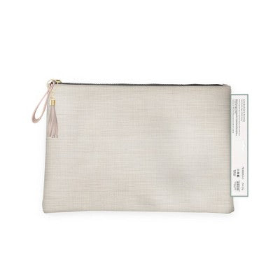 Morris & Co. 11"x7.5"x0.5" Accessory Pouch MCO Solid Natural Linen Bookcloth Tassel Zipper Pull
