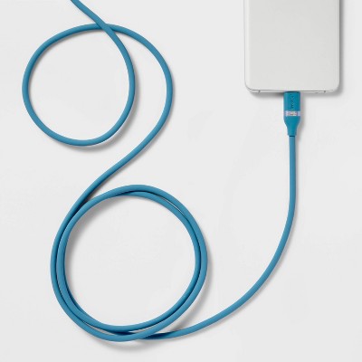 6' USB-C to USB-C Fast Charging Silicone Cable - heyday Bluebird