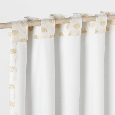 42"W x 84"L Clipped Dotted Kids' Blackout Window Curtain Panel Metallic Gold - Pillowfort