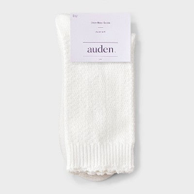 Women's Scalloped Edge Textured Super Soft Crew Boot Socks - Auden Ivory 4-10