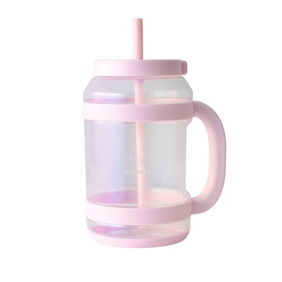 Reduce 80oz Tritan Waterday Mug Light Pink: Iridescent Tumbler with Straw & Twist-Off Lid, Dishwasher-Safe