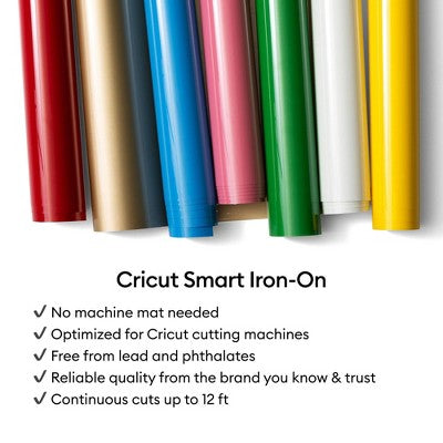 Cricut 3' Smart Iron-On Vinyl - White: Heat Transfer Vinyl, PET Material, 12" Width, 36" Length