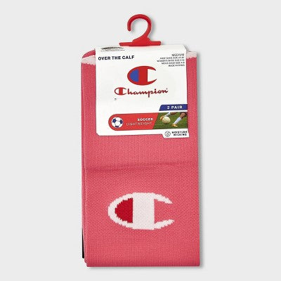 Champion Performance Soccer Socks 2pk - Pink M