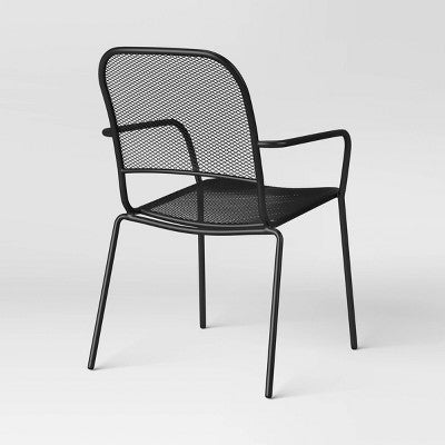 1pc Metal Mesh Stackable Patio Dining Chair Black - Room Essentials (LOCAL PICKUP ONLY)