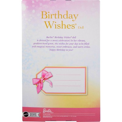 Barbie Signature Birthday Wishes Fashion Doll with Brunette Hair in Dress with Pastel Rainbow Effect