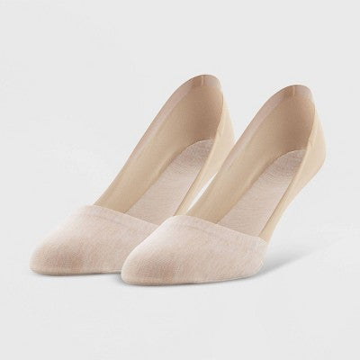 Peds Women's Extended Size Cotton 2pk Unseen Liner Casual Socks - Nude 8-12: Lightweight Knit, Hidden Gel Heel Grip
