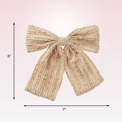 scunci Boho Chic Textured Bow Barrette - Latte - All Hair