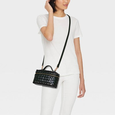 Check Top Handle Vanity Crossbody Bag - A New Day Black