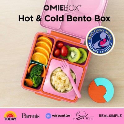 OMIE OmieBox Insulated Bento Lunch Box with Leakproof Thermos Food Jar 3 Compartments - Pink Berry