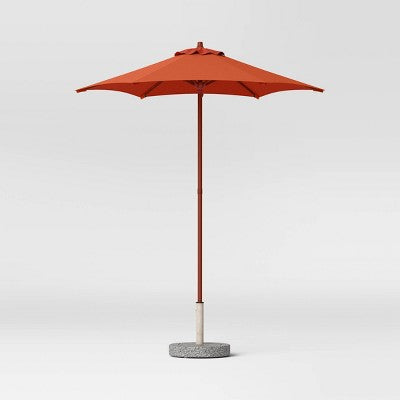 6' Round Solid Monochrome Outdoor Patio Market Umbrellas Red with Red Pole - Room Essentials (LOCAL PICKUP ONLY)