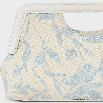 Frame Clutch Bag - A New Day Blue Floral: Cotton Canvas, Botanical Pattern, Magnetic Closure, 10"x6"x2.5"