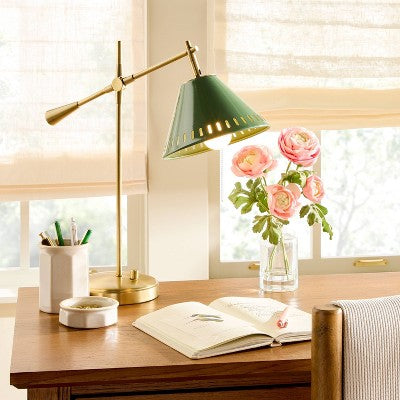 Hinge Desk Table Lamp Green/Brass - Hearth & Hand with Magnolia