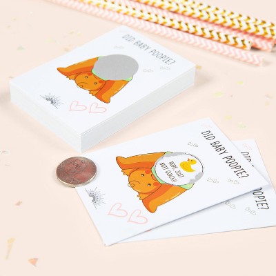 30ct 'Did Baby Poopie?' Baby Shower Scratch Off Game Brown