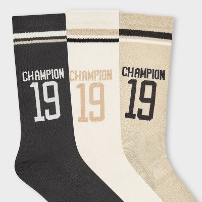 Champion Women's Nineteen 3pk Crew Socks - Black