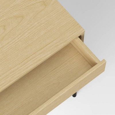 Mixed Material Wood and Metal Writing Desk Natural with Storage Drawer - Room Essentials (LOCAL PICKUP ONLY)