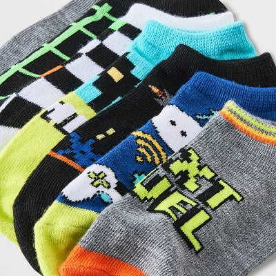 Boys' 7pk Gamer No Show Socks - Cat & Jack M