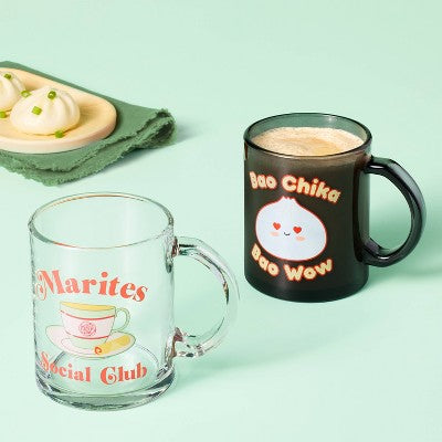 16 fl oz Glass Mug Bao Chika Black