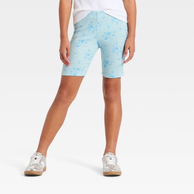 Girls' Ribbed Floral Bike Shorts - Cat & Jack Blue XXL