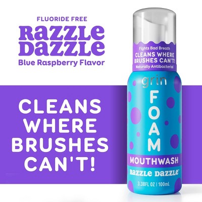 Grin Oral Care Foaming Mouthwash- Razzle Dazzle - 3.38 fl oz