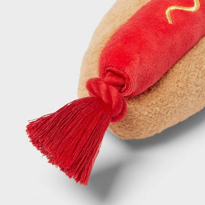 12.5" Hot Dog Rope Dog Plush Toy - Sun Squad