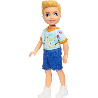 Barbie 6.3" Chelsea Small Boy Doll Blond Hair/Blue Eyes Wearing Removable One-Piece with Dino Print