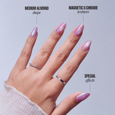 KISS Nails GLAM Embellished Press-On Fake Nails - Medium Almond - Crystal Pop - 35ct
