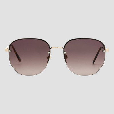 Women's Metal Round Sunglasses with Gradient Lenses - Universal Thread Gold: Scratch-Resistant, UV Protection