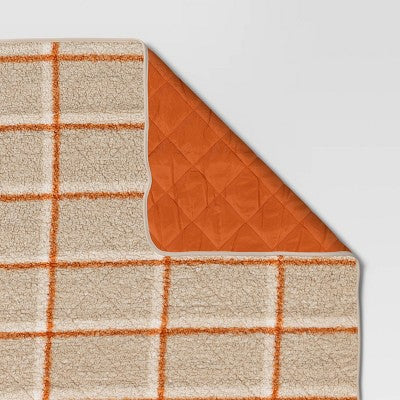 On the Go Collection Quilted Checkered Throw Blanket Orange - Room Essentials
