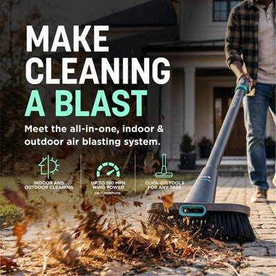 Shark BlastBoss Indoor-Outdoor Air Blasting System, Cordless Floor Sweeper AB2112BL 8" Cleaning Path Sky