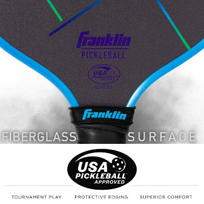 Franklin Sports 15.7'' Rally Traditional Pickleball Paddle - Blue/Green: Polypropylene Core