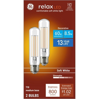 GE 2pk 60W Relax T10 LED Light Bulbs Soft White