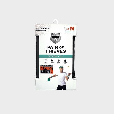 Pair of Thieves Men's Super Soft 2+1 Fitted Crew Neck T-Shirt - Black S: Cotton Viscose Blend, Tagless Design
