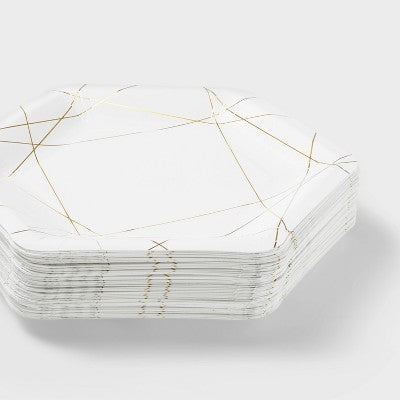 50ct Gold/White Snack Plates - Spritz