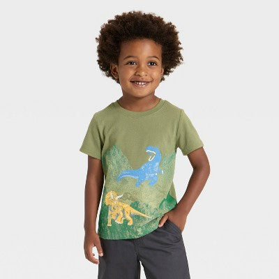 Toddler Boys' Dino Graphic T-Shirt - Cat & Jack Olive 18M