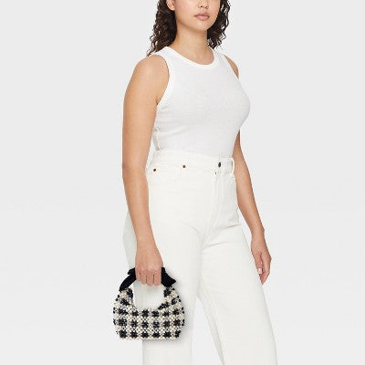 Beaded Checkered Bow Shoulder Bag - A New Day