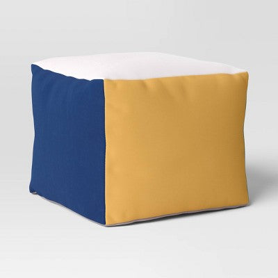 Colorful Block Dorm Pouf - Room Essentials: Upholstered Square Ottoman, No Assembly, Spot Clean