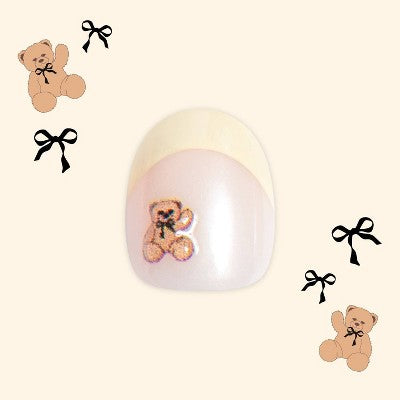 Olive & June Pressies Fake Nails - Katie J - XS/S Round - Bears and Bows