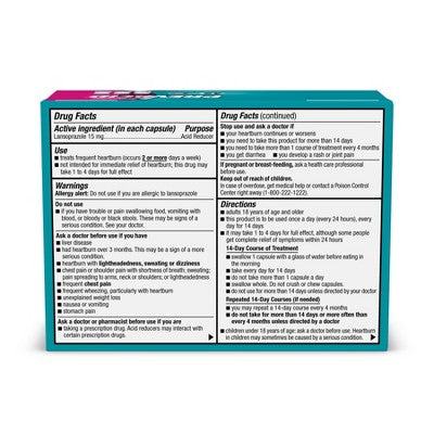 Prevacid 24 HR Lansoprazole Acid Reducer Delayed-Release 15 mg- PPI for Complete Heartburn Relief - 42 Capsules