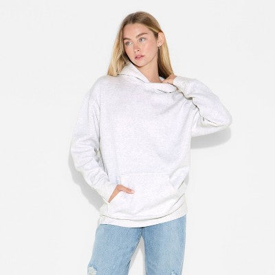 Women's Oversized Hooded Pullover Sweatshirt Gray M