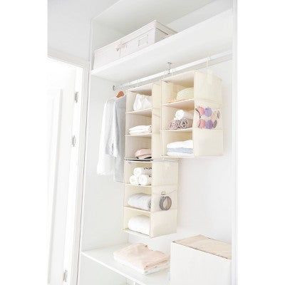 WeThinkStorage 2pk Attachable 3 Shelf Reinforced Hanging Closet Organizers 50lbs Capacity Ivory