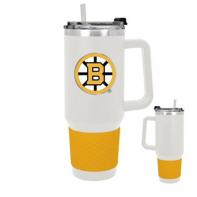 NHL Boston Bruins White Colossus Travel Mug with Team Color Silicon Gripe - 40oz