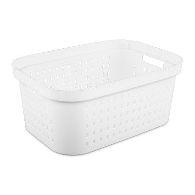 1.5bu Rectangle Modern Laundry Basket - Brightroom: White Plastic Clothes Basket with Built-In Handles, Medium Size (LOCAL PICKUP ONLY)